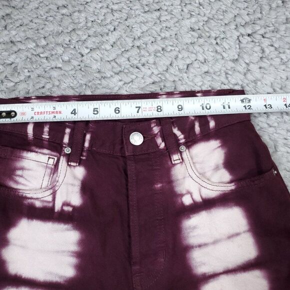 PacSun Eco Raspberry Tie Dye High Waisted Straight Leg Jeans Size 23 Purple Crop - Picture 7 of 10
